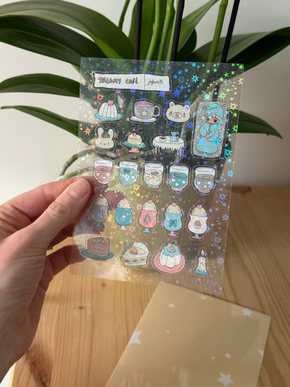 ☕️Dreamy Café - Planche de Stickers Brillante☕️