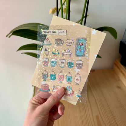 ☕️Dreamy Café - Planche de Stickers Brillante☕️