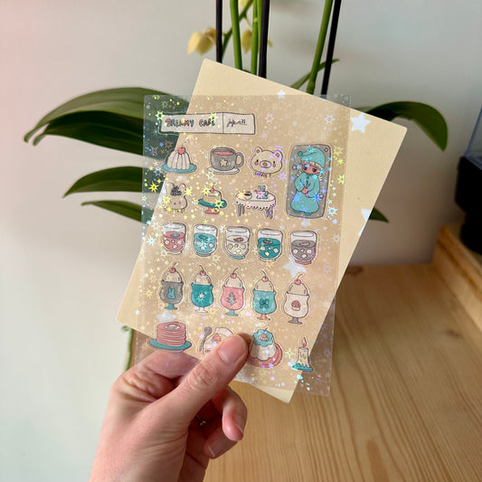 ☕️Dreamy Café - Planche de Stickers Brillante☕️
