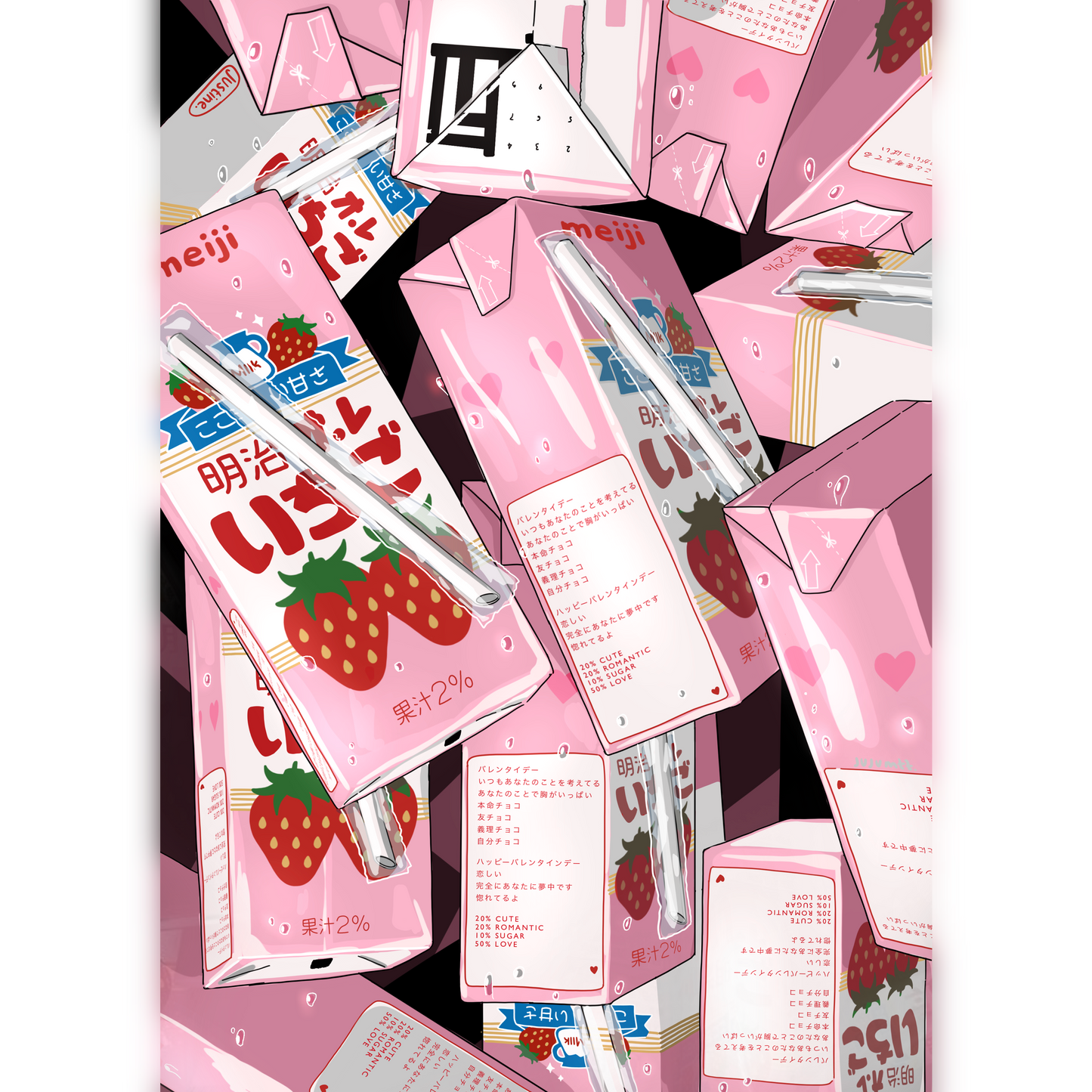 ✨Print petit format - Effet pailleté - Strawberry Milk