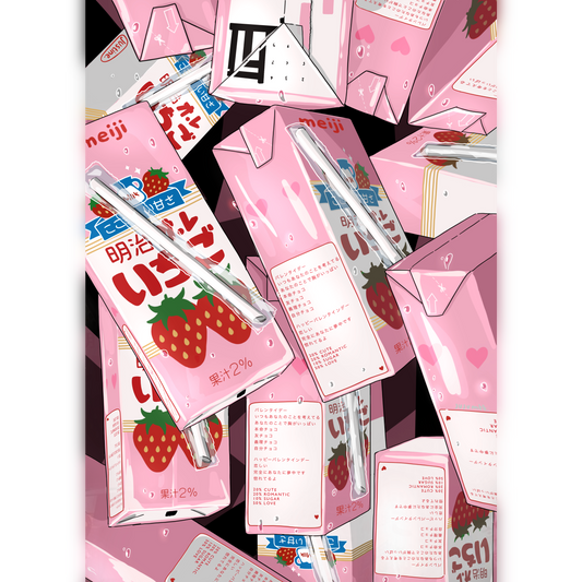 ✨Print petit format - Effet pailleté - Strawberry Milk
