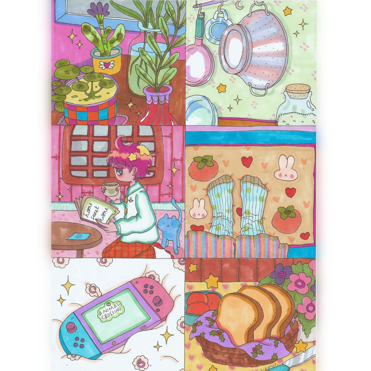 ★Print petit format - Effet Pailleté -Home sweet home
