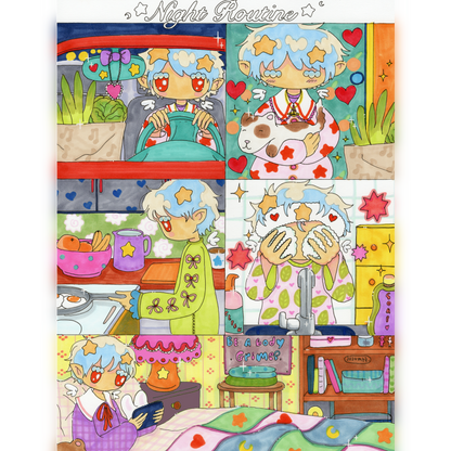 ✨Print petit format - Effet pailleté - Night Routine