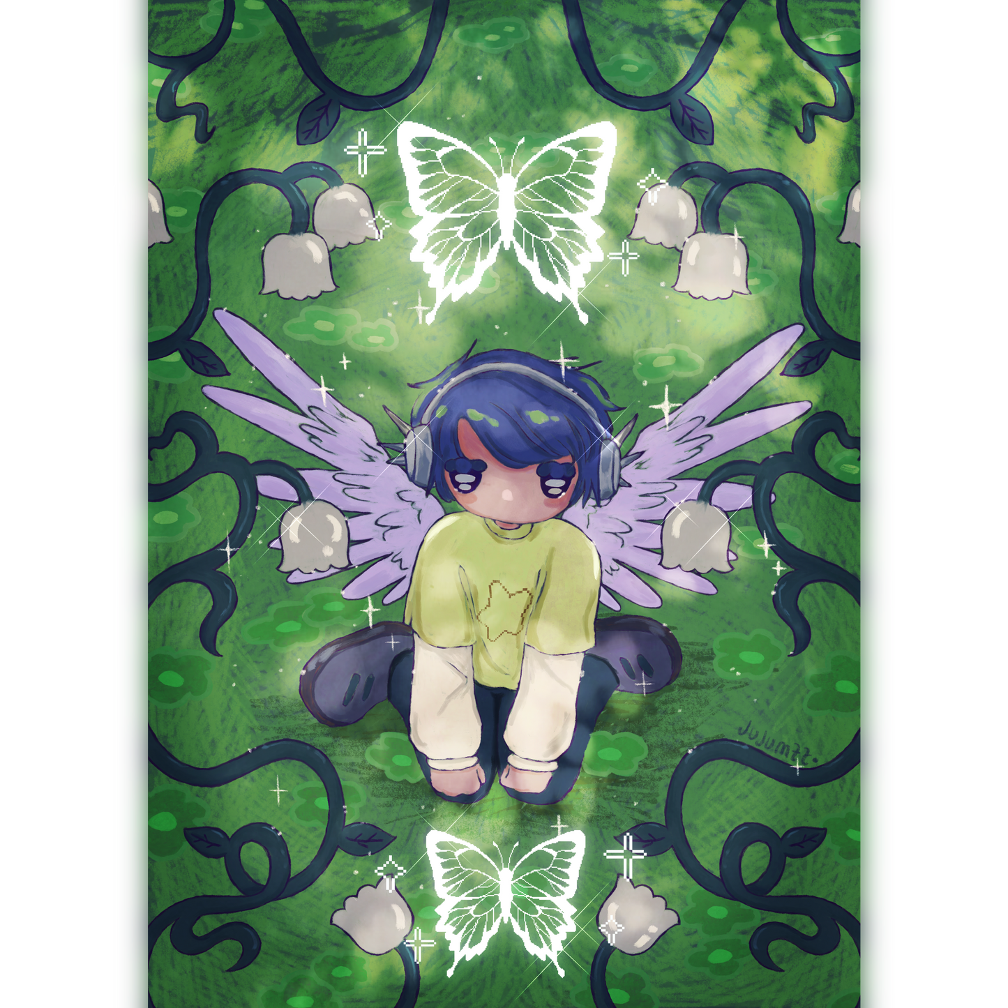 ✨Print petit format - Effet pailleté - Butterfly Effect🩵